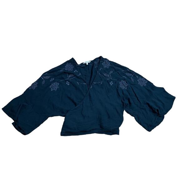 Lucky Brand Kimono Duster Wrap Blouse Top Size XS/S Embroidered Boho Flowy - Picture 2 of 5